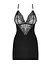Сатиновый комплект для сна с кружевом Obsessive 828-CHE-1 chemise & thong черный сорочка стри S/M - миниатюра 5