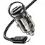 Адаптер автомобільний HOCO DZ3 2 USB car charger + кабель Lightning прозоро чорний - мініатюра 1