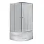 Душова кабіна кутова RJ Baron 90x90 розсувна скло Fabric 4 мм глибокий піддон хром матовий 90RZ014, хром матовий - мініатюра 1