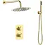 Душевая система скрытого монтажа с термостатом Volle Sistema r верхний душ d300 мм SS, лейка стик 1 режим латунь cepillado oro 1585.090115, Золотой - миниатюра 1
