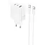 МЗП Hoco N51 Scenery PD65W (1USB-A/2C) + кабель Type-C to Type-C White - мініатюра 1