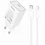 Мережевий зарядний пристрій Hoco C143A USB Type-C та Lightning PD 20 Вт швидке заряджання - мініатюра 1