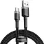 Кабель Baseus Cafule USB для Type-C 3A 1m grey black (CATKLF-BG1) - мініатюра 1