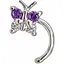 Серебряная серьга-пирсинг в нос Бабочка. 1041.8С Фиолетовый - миниатюра 1