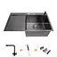 Комплект чорної кухонної мийки та змішувача з нержавіючої сталі NB-7848, Чорний - мініатюра 1