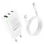 МЗП Hoco C99A PD20W+QC3.0 (1USB/2Type-C/3A) + Type-C to Lightning White - мініатюра 3