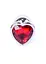 Анальна пробка с кристаллом Jewellery Silver Heart Plug 7х2.7 см (красный) - миниатюра 3
