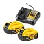 Зарядный комплект DeWalt зарядное устройство + 2 аккумулятора XR 18V 5Ah (DCB1104P2) - миниатюра 1