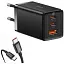 Мережевий зарядний пристрій Baseus GaN5 Pro Fast Charger 2C + U 65W EU Чорний with fast charging Cable Type-C to Type-C 100W - мініатюра 1