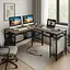 Компьютерный стол Costway Hutch L-образный с зарядным - миниатюра 3