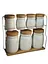 Набір банок для сипучих продуктів TS Kitchen HP-1215-8 кераміка бамбук на підставці 8 предметів Білий - мініатюра 1