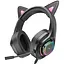 Ігрові дротові навушники Hoco W107 Cute Cat Ear, USB, 3.5mm, 2m, Black-Pink - мініатюра 1