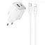 СЗУ Hoco N41 Almighty PD20W+QC3.0 (1USB-A/1C) + кабель Type-C to Lightning White - миниатюра 1