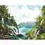 Алмазна мозаїка картини за номерами зі стразами на підрамнику Водоспад Природа 40*50 см - мініатюра 1