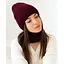 Женская вязаная шапка и снуд набор 1 шерсть 20% с отворотом Бордовый - миниатюра 1