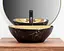 Умивальник Rea Sofia In накладний marble mat black gold REA-U8011, Чорний матовий - мініатюра 4
