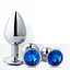 Набор анальных металлических пробок с кристаллами 42x90 мм / 34x83 мм / 28x72 мм (S/М/L) синий - миниатюра 1