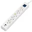 Мережевий фільтр-подовжувач 2E SP-515-M3USB-WH 3 м, 5xТипF, 16A, 1xUSB-A,1xUSB-C - мініатюра 2
