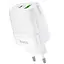 Зарядное устройство адаптер Hoco C85A Bright dual port charger блок питания 2 порта белый - миниатюра 1