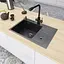 Чорна кухонна мийка Nett NBM-7047 з нержавійки з вбудованим смітником - мініатюра 6