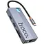 Usb-хаб Hoco HB52 Wow 8-in-1 multi-function converter (HDTV+RJ45+SD / TF+PD+Type-C3.0+Usb3.0x2) Темно-серый - миниатюра 1
