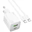 МЗП Hoco N41 Almighty PD20W+QC3.0 (1USB-A/1C) + кабель Type-C to Type-C White - мініатюра 3
