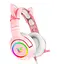 Игровые наушники с кошачьими ушками Onikuma K9 3.5. c микрофоном |Проводные наушники для стриминга. Розовые - миниатюра 2
