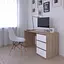Комп'ютерний стіл Vays, письмовий, сучасний, з тумбою справа, 3 шухляды з фасадами без ручок R-1 Дуб Сонома-Білий фасад - мініатюра 2