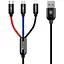Кабель Baseus Three Primary Colors 3 in 1 Cable Черный - миниатюра 1