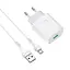 Мережевий зарядний пристрій з кабелем Hoco C72Q Glorious single port QC3. 0 charger set(Micro) 18W білий - мініатюра 3