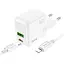 Зарядний набір блок Hoco C111A 2 порти USB A + C 30 Вт і кабель type-C Lightning - мініатюра 1