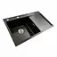 Кухонна мийка чорна PVD 78x48 L Platinum Handmade (два отвори, круглий сифон 3,0/0,8), Чорний - мініатюра 3