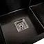 Кухонная мойка Platinum Handmade PVD HDB черная 780x430x230 на две чаши (квадратный сифон, 3.0/1.0), Черный - миниатюра 5