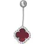 Срібна сережка для пірсингу пупка Ірій з червоним гранатом. 6025.4 - мініатюра 1