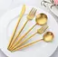 Набор столовых приборов золото из нержавеющей стали 18/10 на 5 предметов. - миниатюра 2