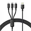 Кабель Baseus Silky One-for-Three Fast Charging USB to Micro USB+Lightning+Type-C 100W 1.5m black (P10377705123-00) - мініатюра 1
