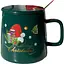 Кружка новогодняя Olens 8030-292 Рождественская с крышкой и ложкой керамическая 400 мл Зеленая - миниатюра 1