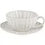 Керамическая чашка с блюдцем 250 мл - элегантный рифленый стиль - миниатюра 1