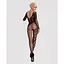 Бодистокинг Obsessive Bodystocking F210 S/M/L Black, рукава-митенки, сетка, цветное кружево - миниатюра 4