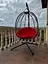Підвісне садове крісло гойдалка Gordon кокон / гніздо SAN VITO з м'якою червоною подушкою Коричневий - мініатюра 3