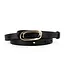 Ремінь шкіряний жіночий вузький чорний НС-1556 (105 см) - мініатюра 1