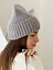 Женская вязаная шапка бини класик 20% шерсть с отворотом Серый - миниатюра 2