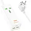 Мережевий фільтр HOCO AC9A на 1 розетку + 2 USB + USB-C, 30W, 220В, кабель 1.5 м, White, Box - мініатюра 2