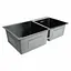 Кухонна мийка 78x43 PVD чорна на дві чаші Platinum Handmade HDB (круглий сифон, 3.0/0.8), Чорний - мініатюра 3