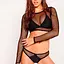 Сексуальний комплект у сітку (топ, ліф, труси) XS/S чорний K1004-1 - мініатюра 1