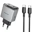 МЗП Borofone BN21 Lena PD40W+QC3.0 (2USB-C) + кабель Type-C to Type-C Metal gray - мініатюра 1