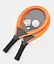 Набір ракеток 202, 2 ракетки 54см, пластиковий каркас, текстильна сітка, м'яка ручка, волан, м'яч, в сітці (6980879300040) Помаранчевий - мініатюра 1