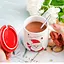 Новогодняя чашка с крышкой и ложкой Счастливого Рождества Санта-керамика 360мл Белая с красным - миниатюра 5