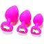 Комплект силіконових анальних пробок із кристалом SKN-KSIL-07 (розмір S, M, L), Рожевий - мініатюра 1