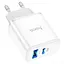 Сетевой адаптер питания Hoco C105A 20W Type-C и USB с быстрой зарядкой и кабелем Type-C to Type-C белый - миниатюра 6